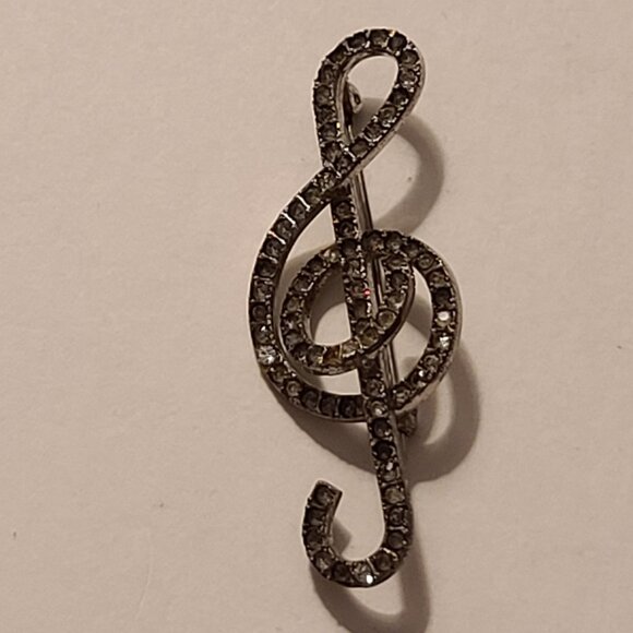 4 Vintage Silver Tone And Rhinestone Pins - Picture 10 of 14